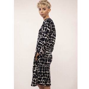 MAX MARA STUDIO - CROCO STYLE PRINTED DRESS DESTINO - WHITE/BLUE